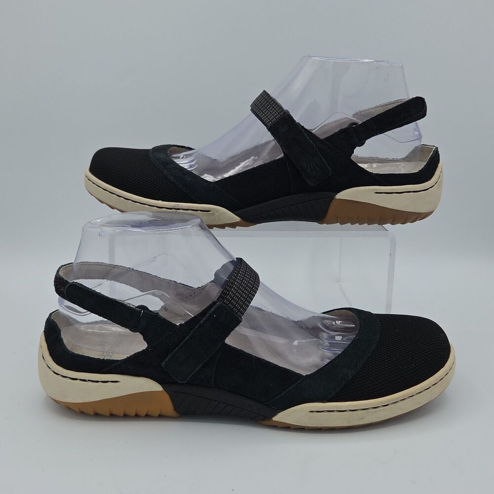 Dansko Raeann Black Suede Mesh Slingback Mary Jane Comfort Shoes Size 39 8.5